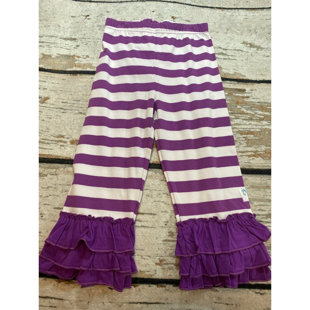Momi Boutique Purple Stripe Capri Leggings NWOT